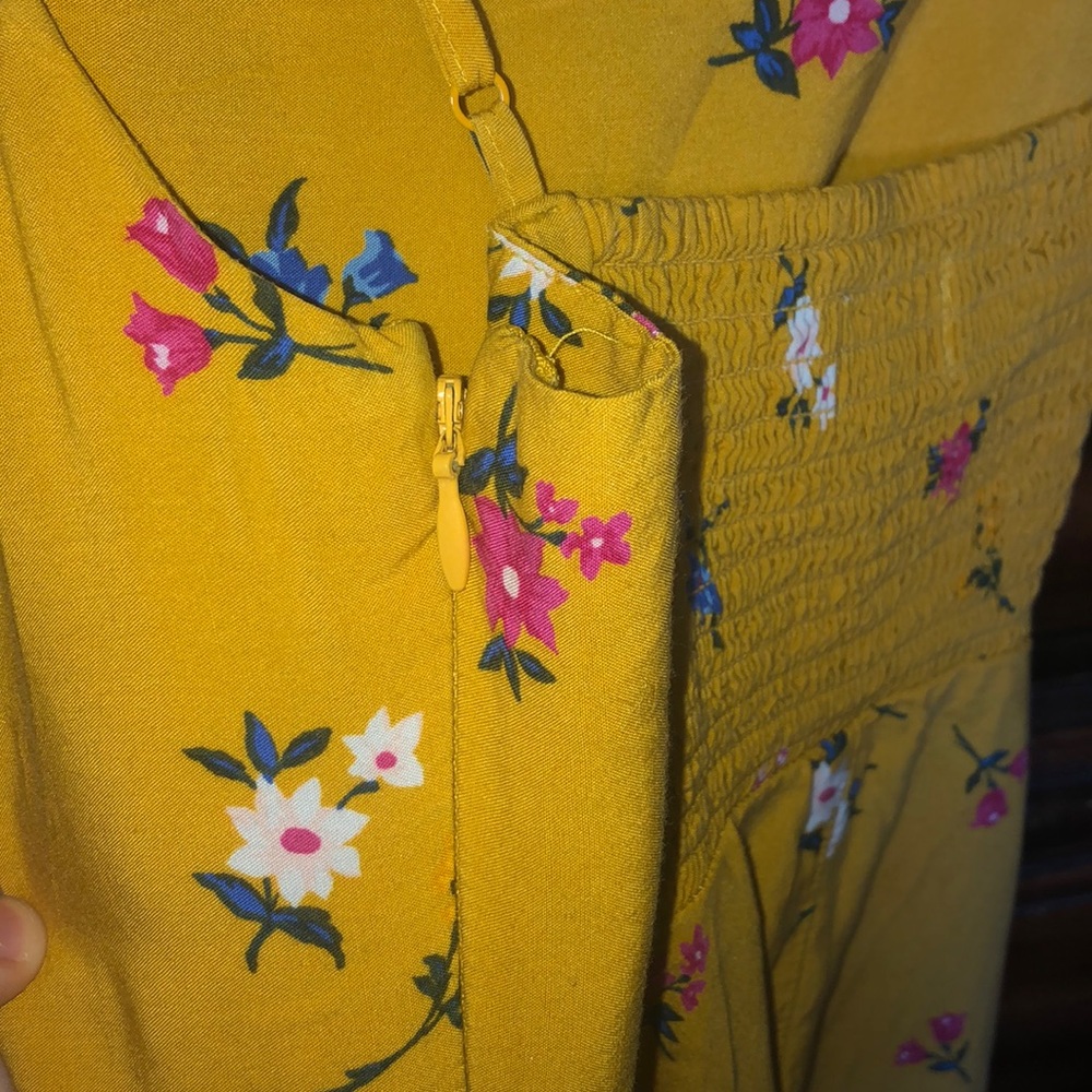 Mustard Yellow Old Navy floral dress - Picture 4 of 5